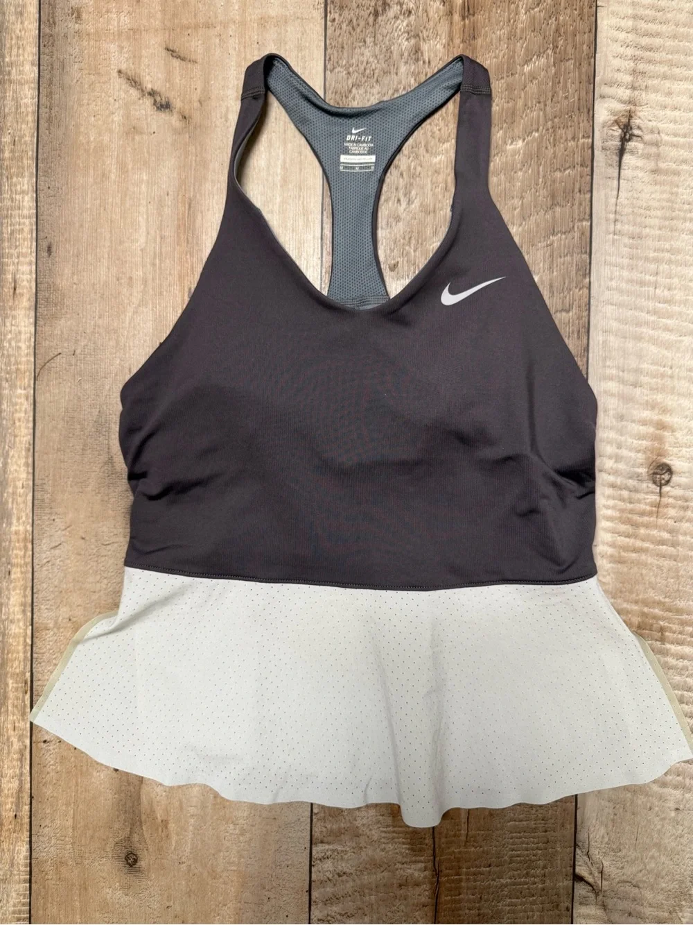 Nike Black Racerback Sports Bra with White Skirted Hem